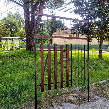 Appendiabiti attaccapanni da ingresso in ferro e legno con cappelliera Danimarca 1960