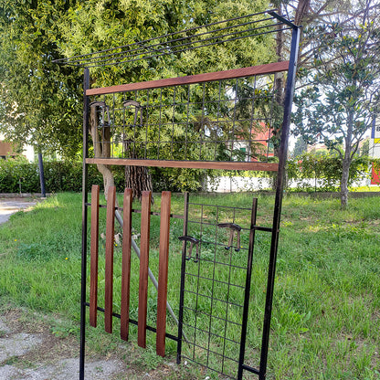 Appendiabiti attaccapanni da ingresso in ferro e legno con cappelliera Danimarca 1960