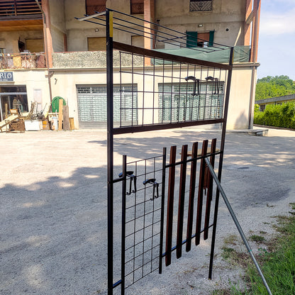 Appendiabiti attaccapanni da ingresso in ferro e legno con cappelliera Danimarca 1960