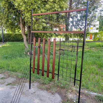 Appendiabiti attaccapanni da ingresso in ferro e legno con cappelliera Danimarca 1960
