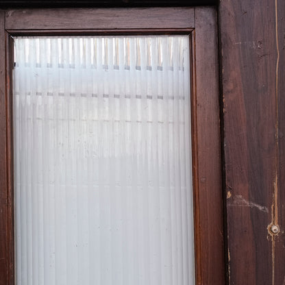 Porta due ante con telaio in legno di abete masselo  vetro a righe satinato Italia epoca primo 900