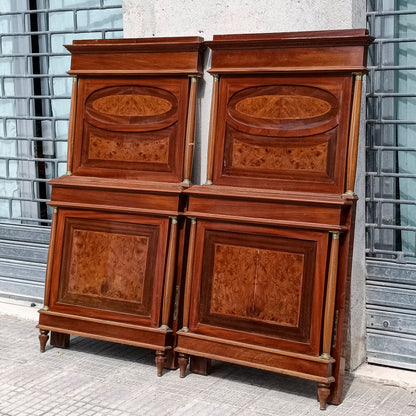 Letto matrimoniale stile impero  impellicciato in noce Italia prima metà del 900