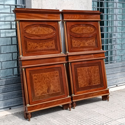 Letto matrimoniale stile impero  impellicciato in noce Italia prima metà del 900