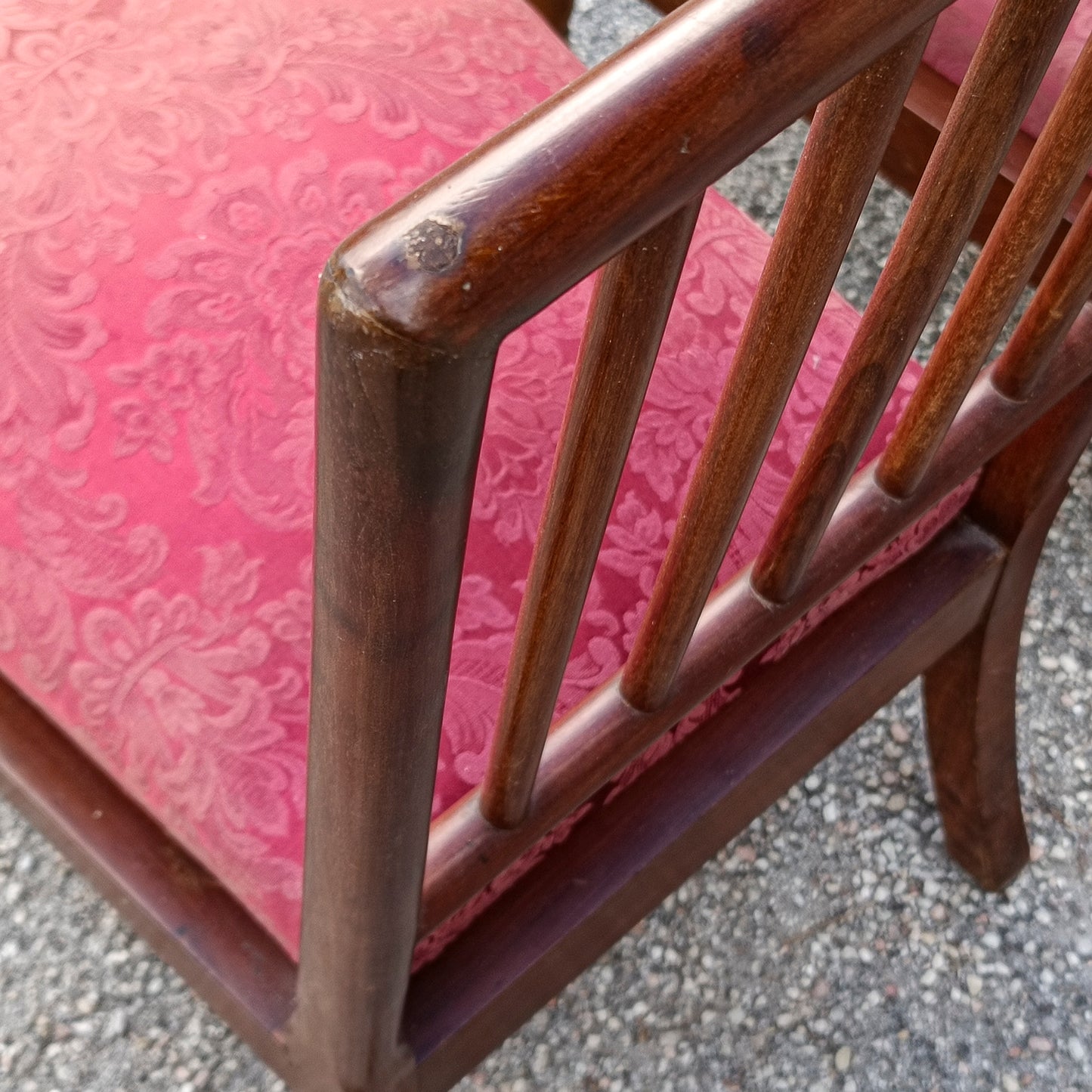 coppia sedie poltroncine in tessuto e legno