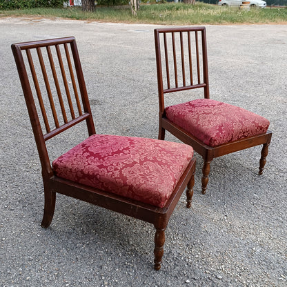 coppia sedie poltroncine in tessuto e legno