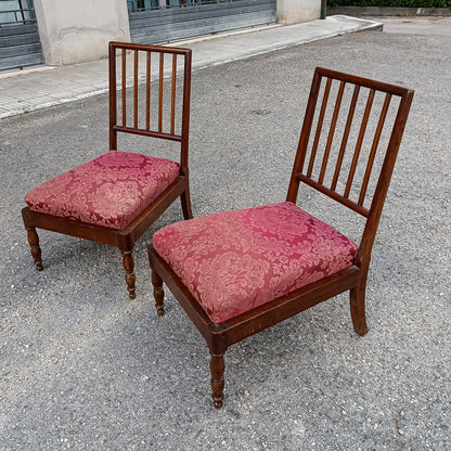 coppia sedie poltroncine in tessuto e legno
