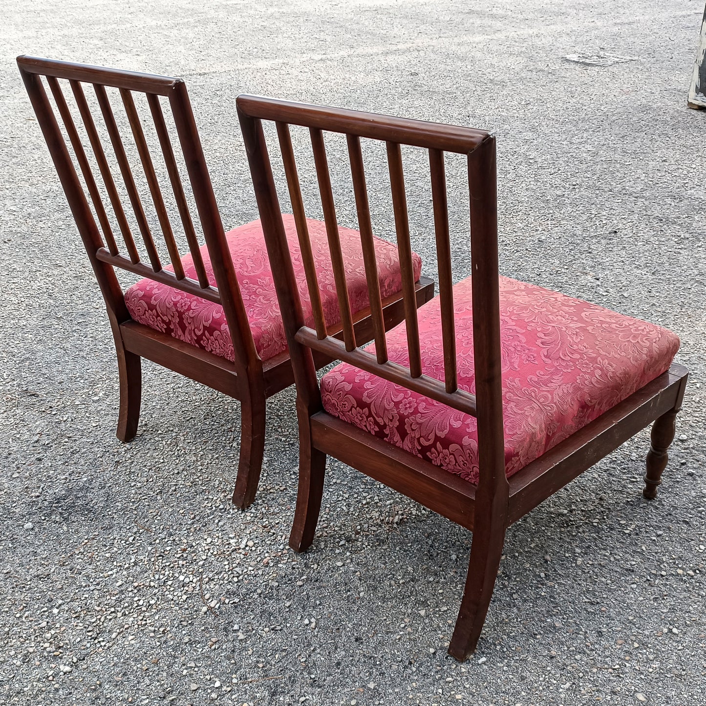 coppia sedie poltroncine in tessuto e legno