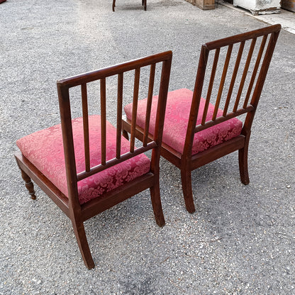 coppia sedie poltroncine in tessuto e legno