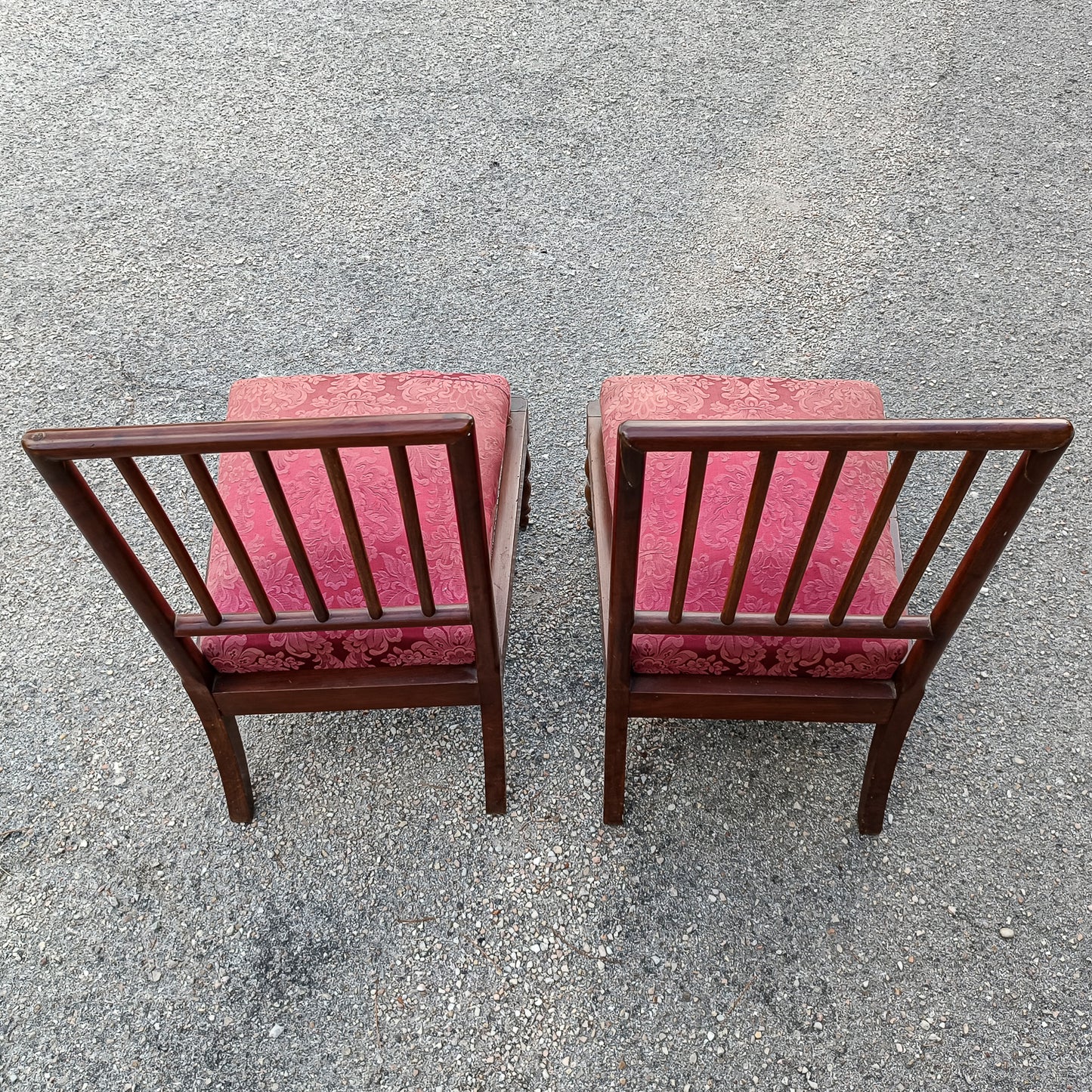 coppia sedie poltroncine in tessuto e legno