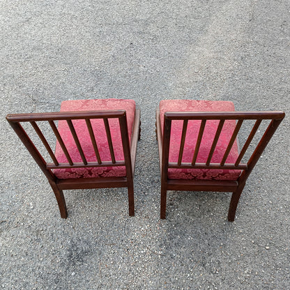 coppia sedie poltroncine in tessuto e legno