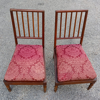 coppia sedie poltroncine in tessuto e legno