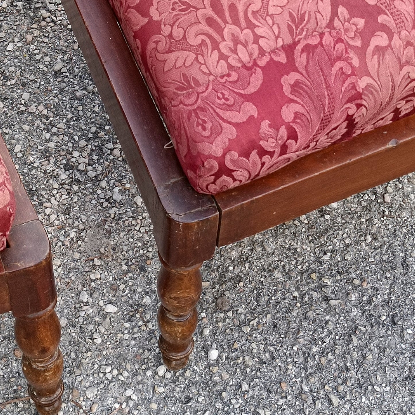 coppia sedie poltroncine in tessuto e legno