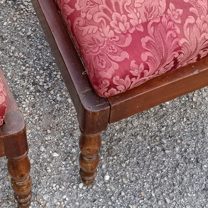 coppia sedie poltroncine in tessuto e legno