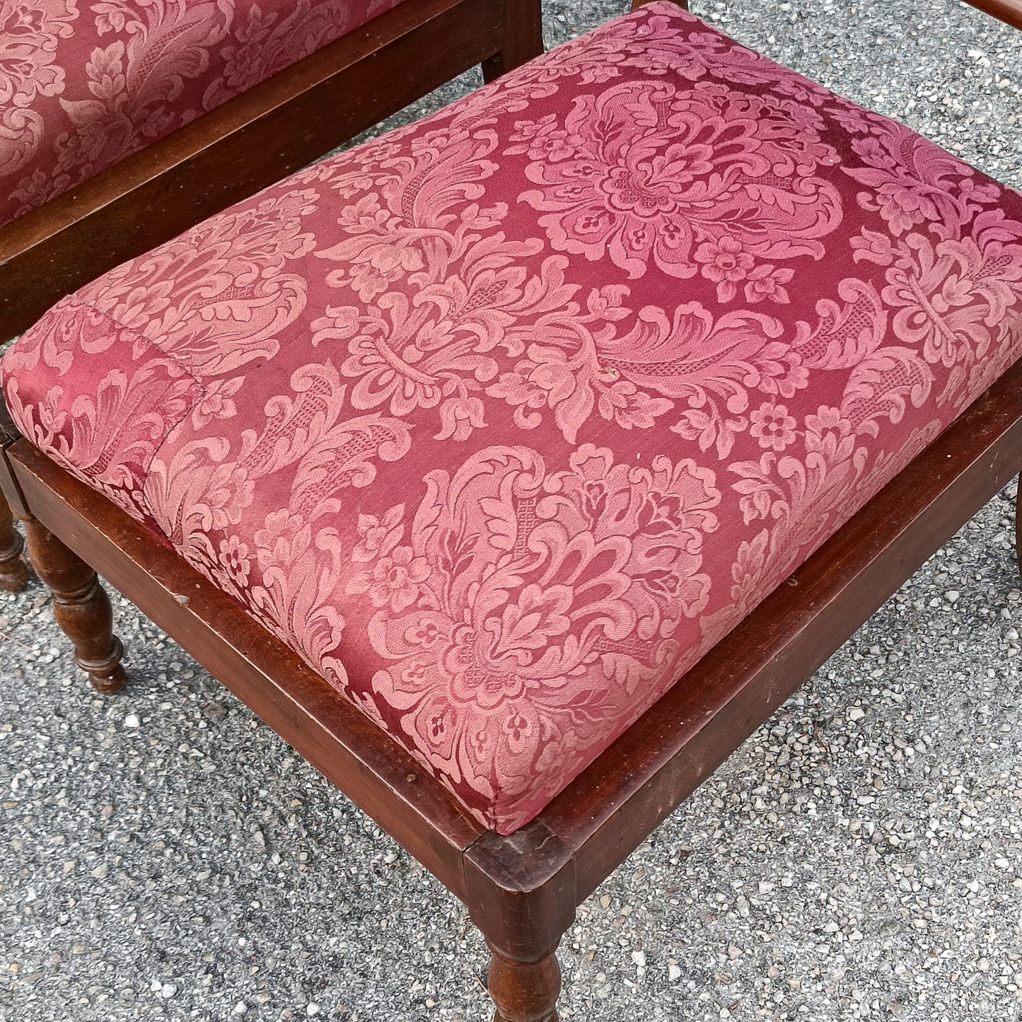 coppia sedie poltroncine in tessuto e legno