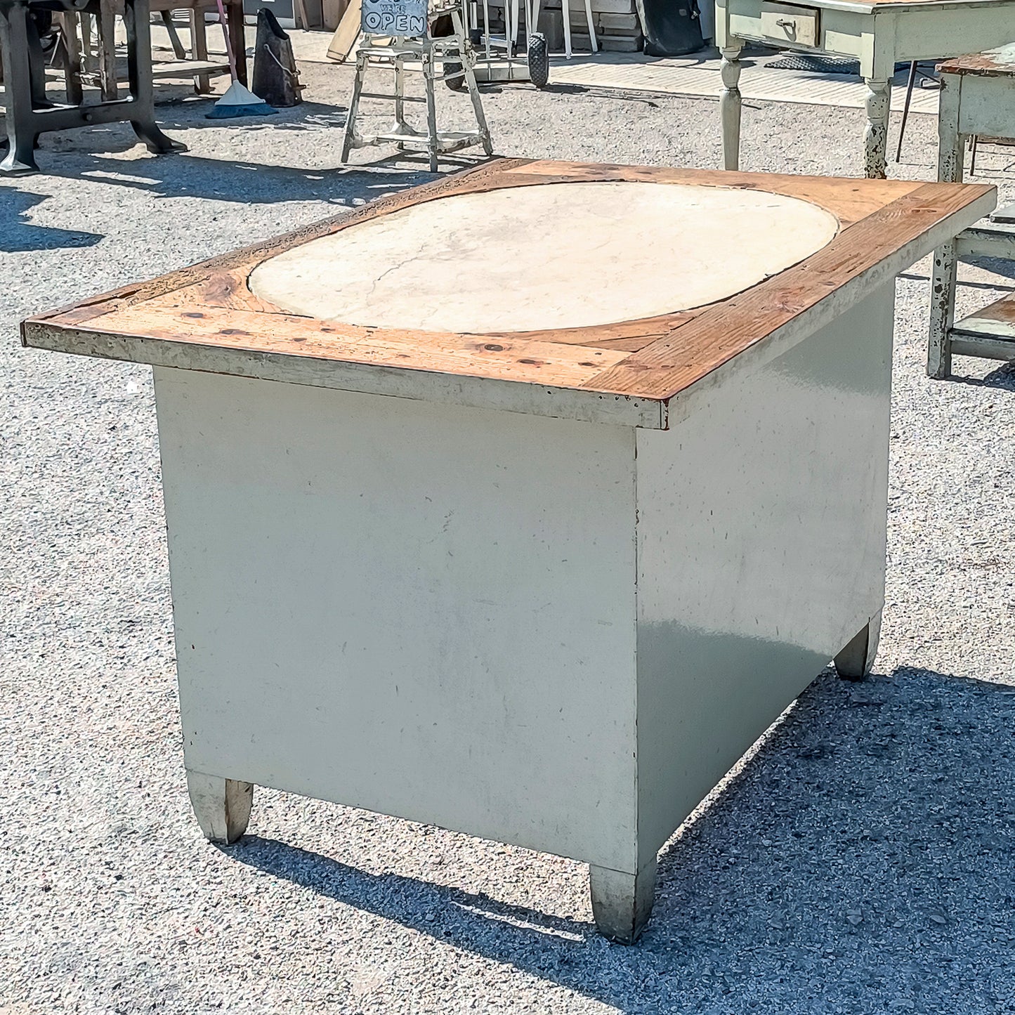 Tavolo scrivania da lavoro bottega artigiano con pietra epoca 800