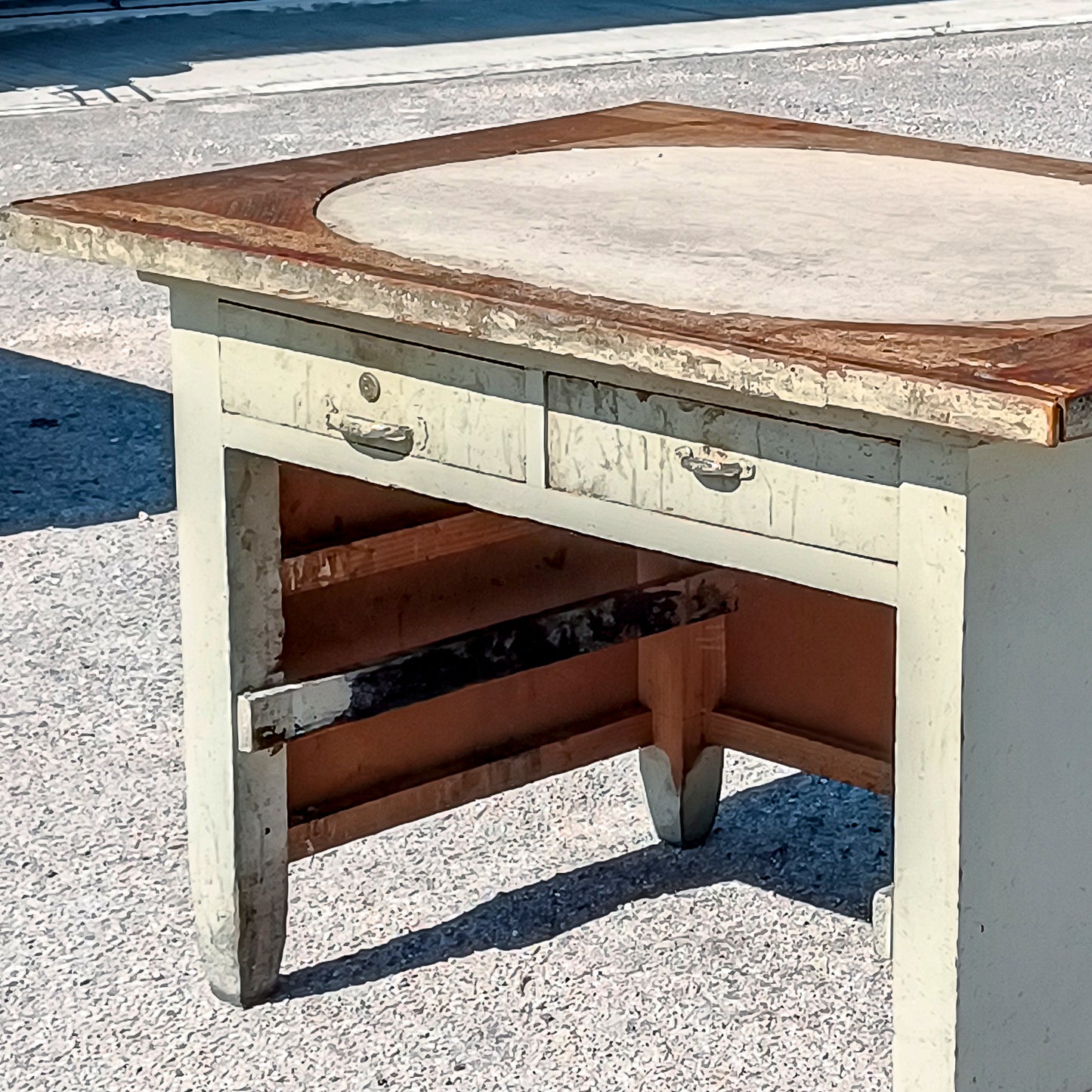 Tavolo scrivania da lavoro bottega artigiano con pietra epoca 800