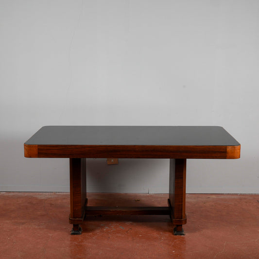 tavolo deco con piano in vetro sbeccato