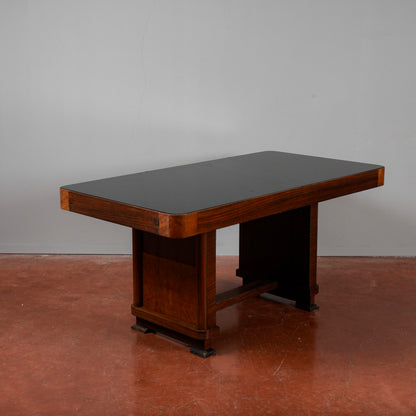 tavolo deco con piano in vetro sbeccato