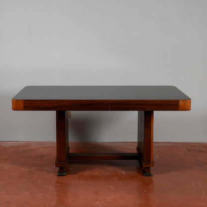 tavolo deco con piano in vetro sbeccato
