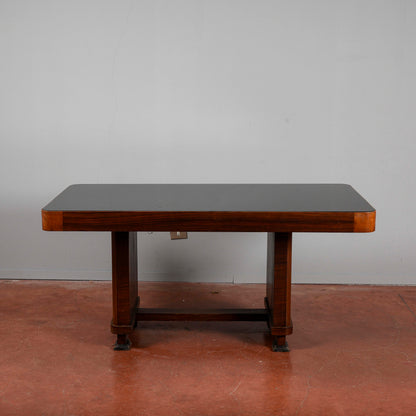 tavolo deco con piano in vetro sbeccato