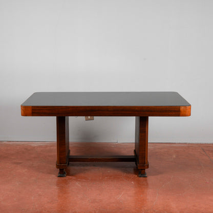 tavolo deco con piano in vetro sbeccato