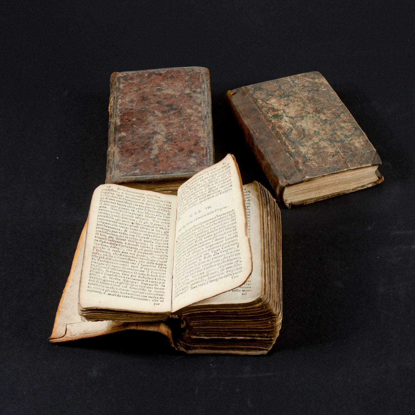 Libri dal 1700 al 1800 set di 3  pergamena sciupati meditazioni