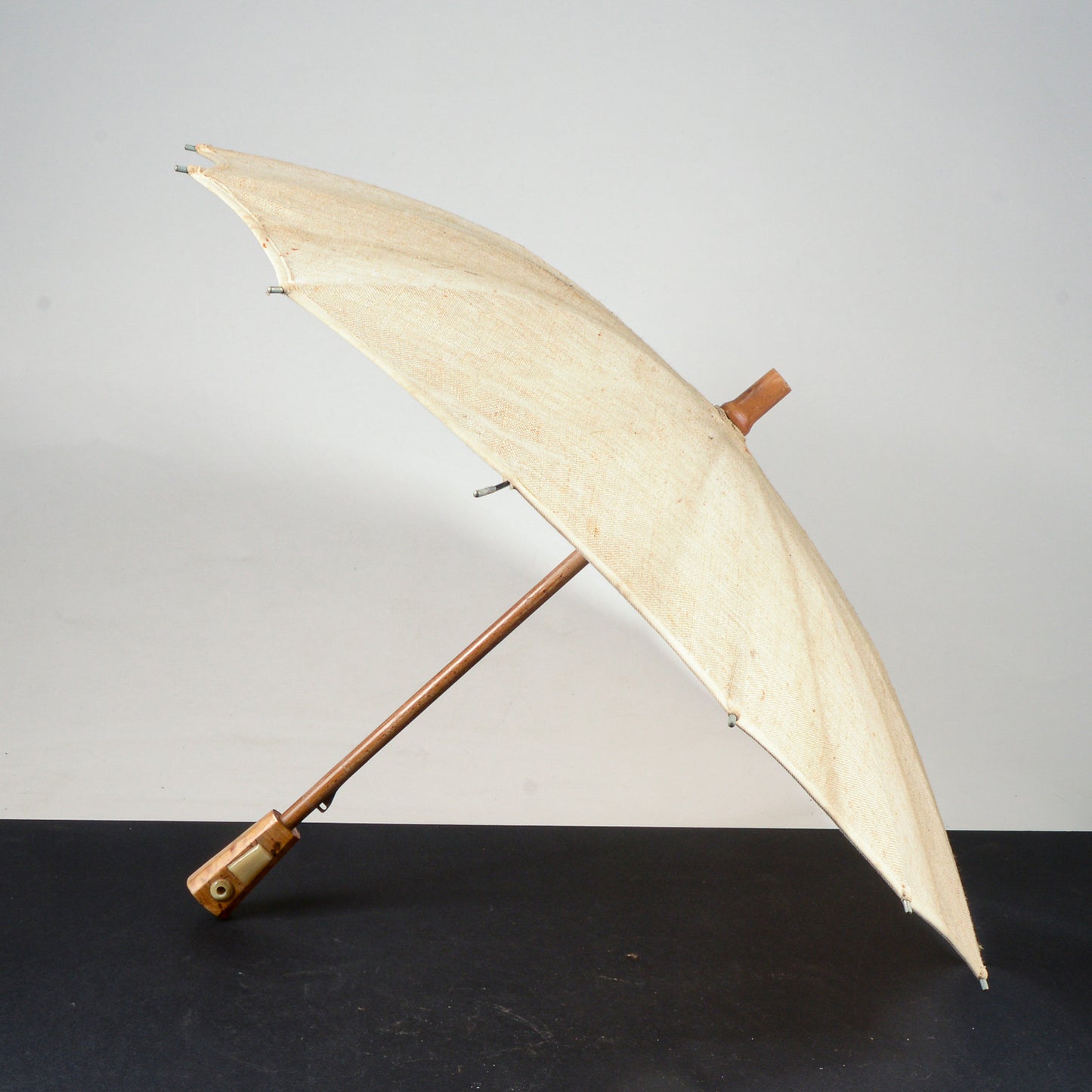 Ombrello parasole in legno bakelite e tessuto  epoca primo 900