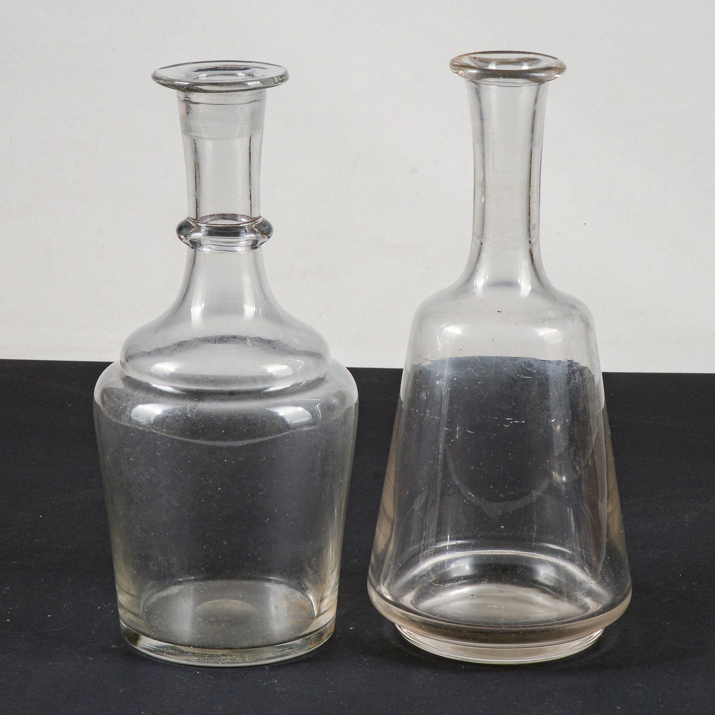 set coppia bottiglie brocche in vetro epoca primo 900 svasate