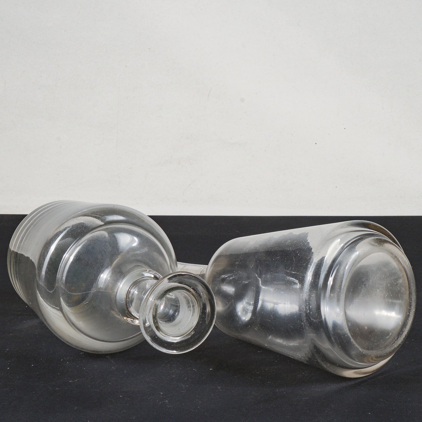 set coppia bottiglie brocche in vetro epoca primo 900 svasate