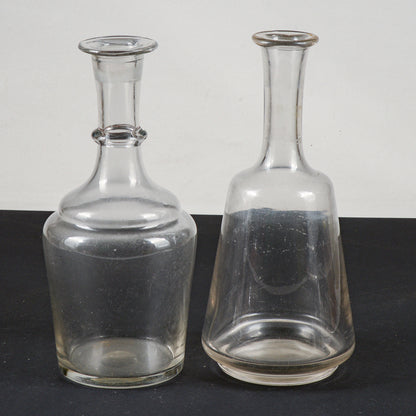 set coppia bottiglie brocche in vetro epoca primo 900 svasate