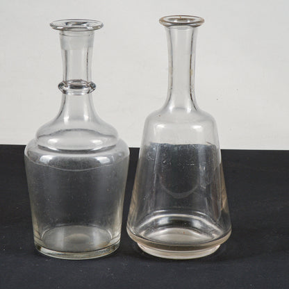set coppia bottiglie brocche in vetro epoca primo 900 svasate