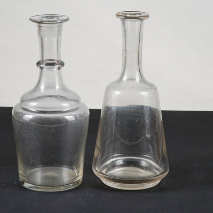 set coppia bottiglie brocche in vetro epoca primo 900 svasate