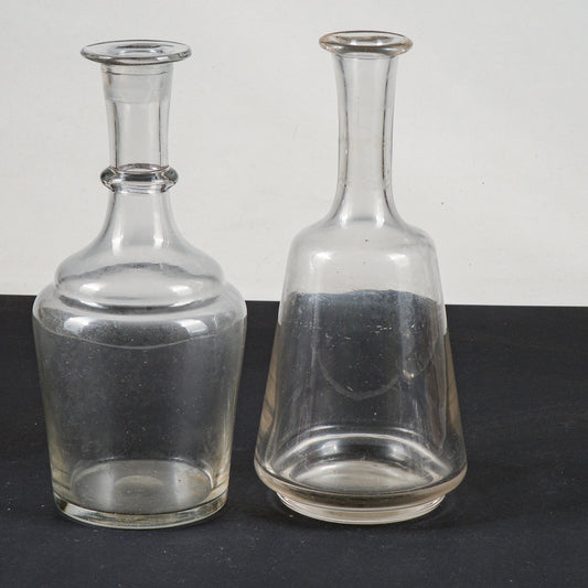 set coppia bottiglie brocche in vetro epoca primo 900 svasate