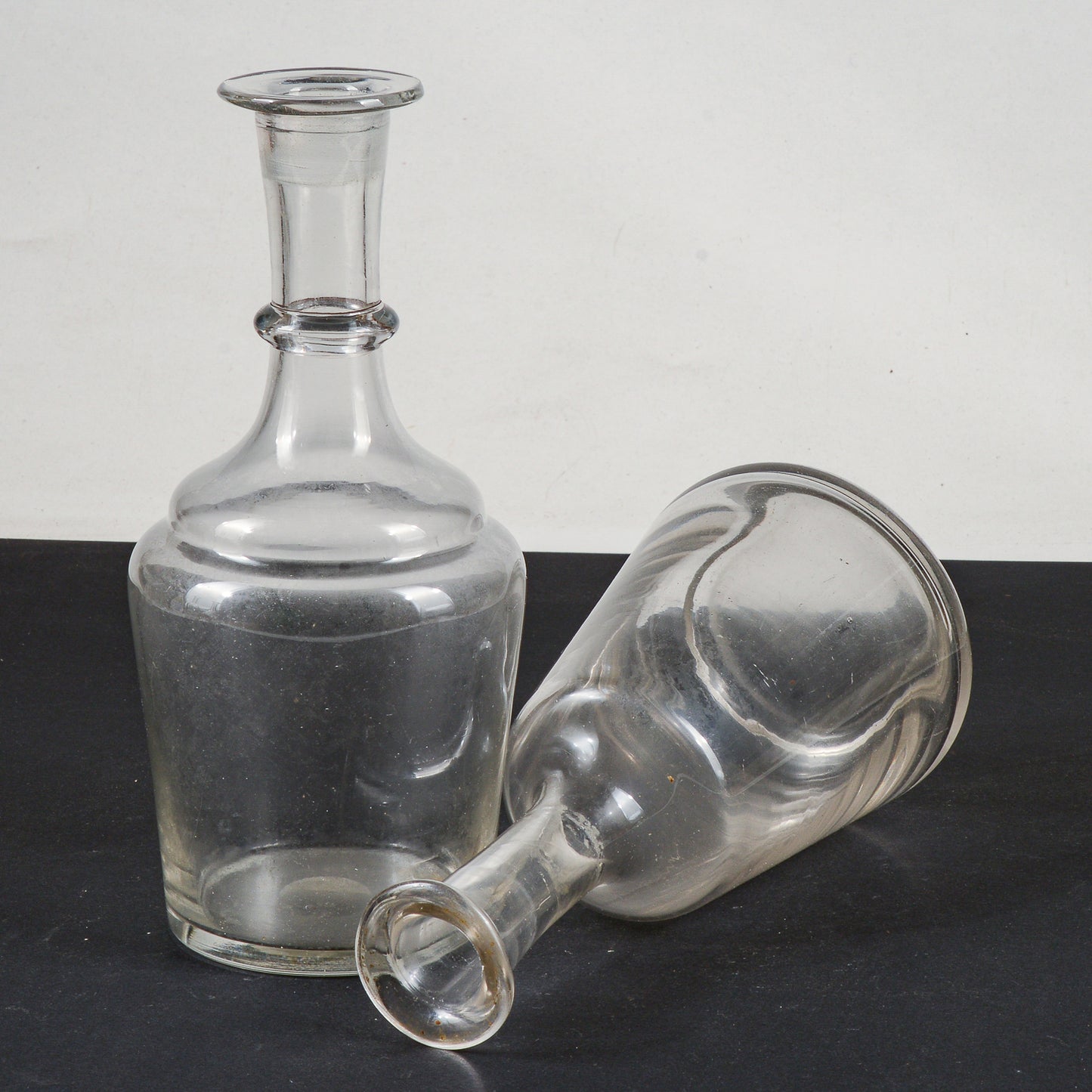 set coppia bottiglie brocche in vetro epoca primo 900 svasate