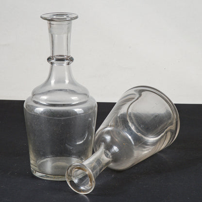 set coppia bottiglie brocche in vetro epoca primo 900 svasate