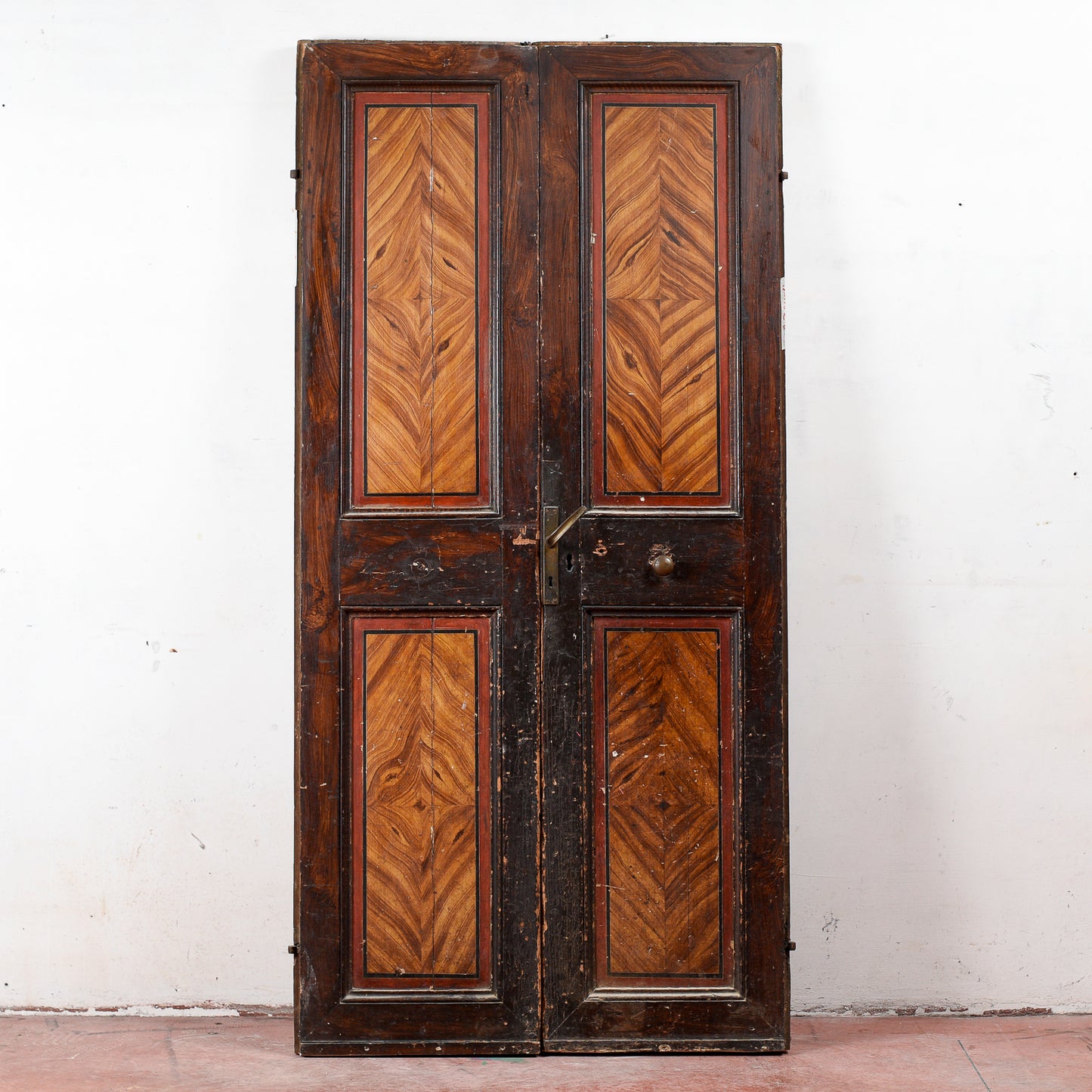 porta due ante finto legno laccata fronte e retro da interno
