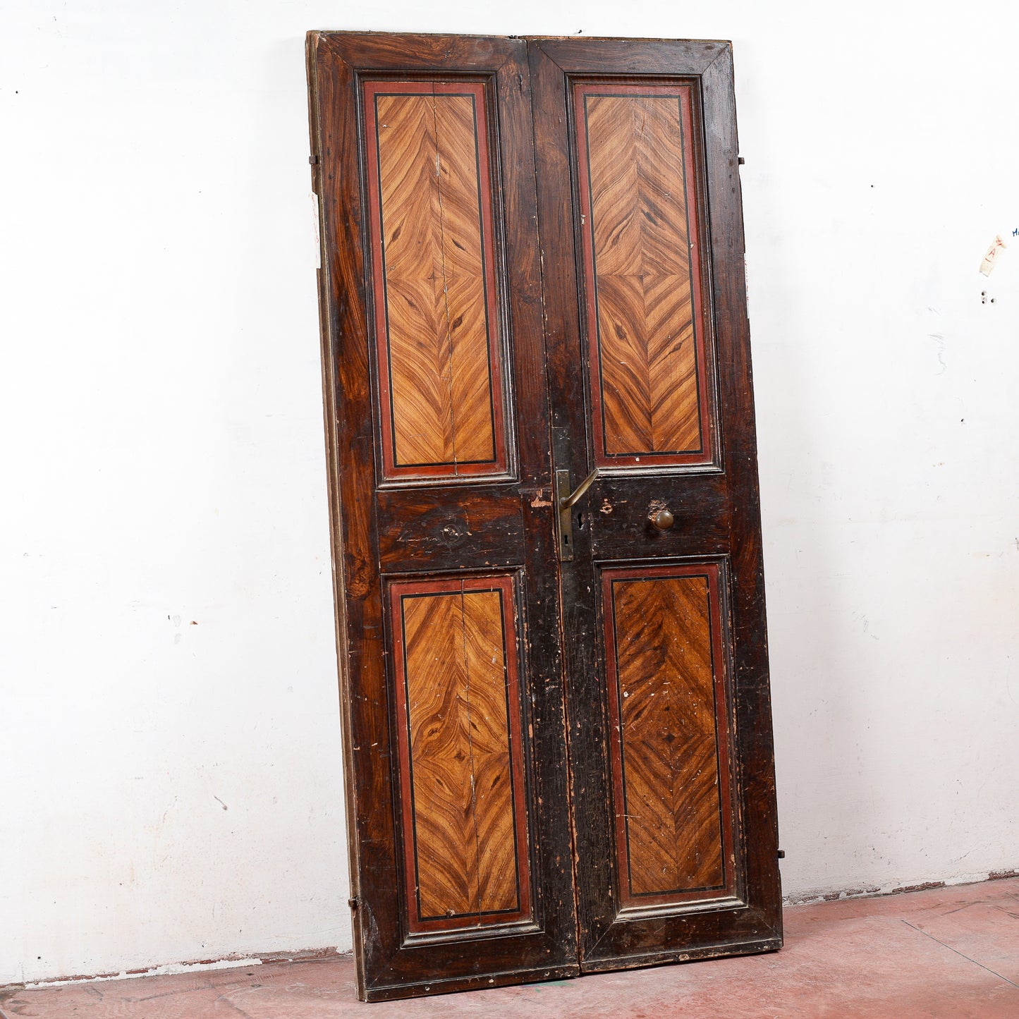 porta due ante finto legno laccata fronte e retro da interno