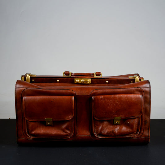 borsa valigia borsone medico dottore vintage come nuovo parti in metallo ottonato mai usato originale dell'epoca
