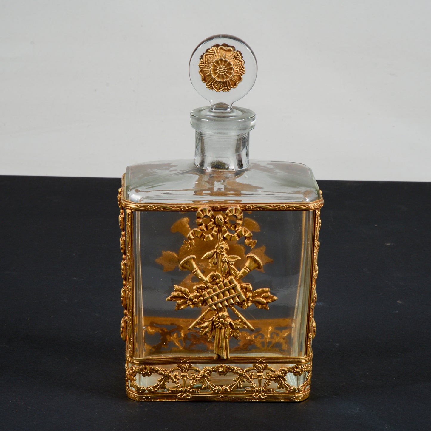 bottiglia da whisky liquore decorata in metallo dorato