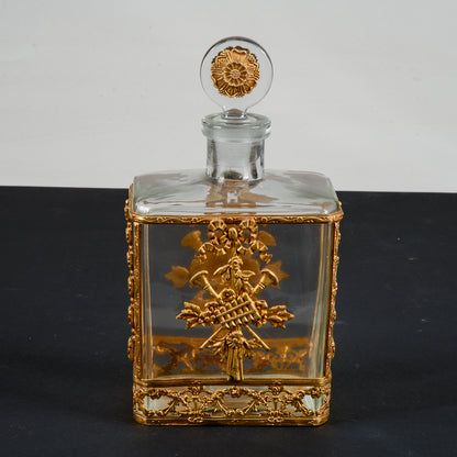 bottiglia da whisky liquore decorata in metallo dorato