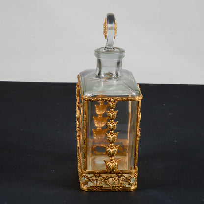 bottiglia da whisky liquore decorata in metallo dorato
