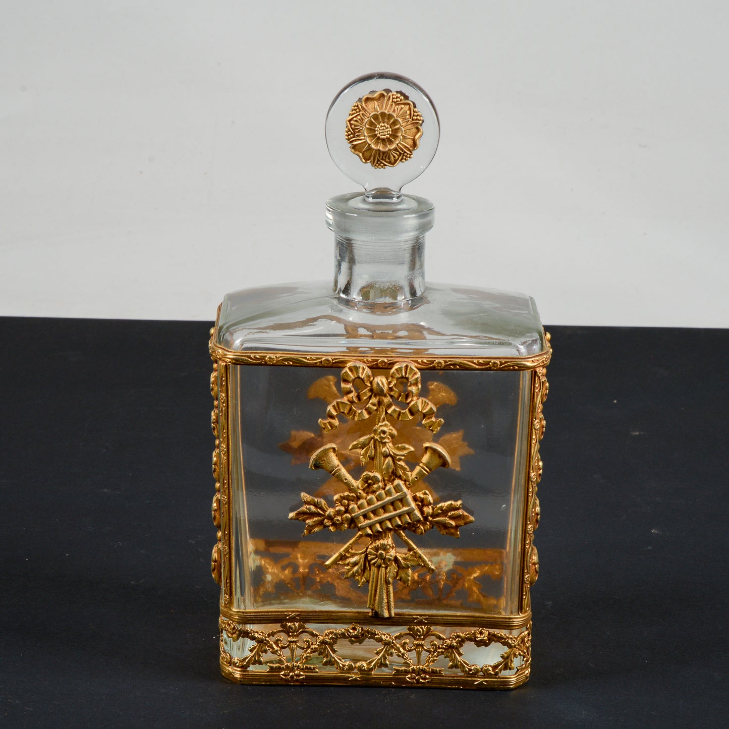 bottiglia da whisky liquore decorata in metallo dorato