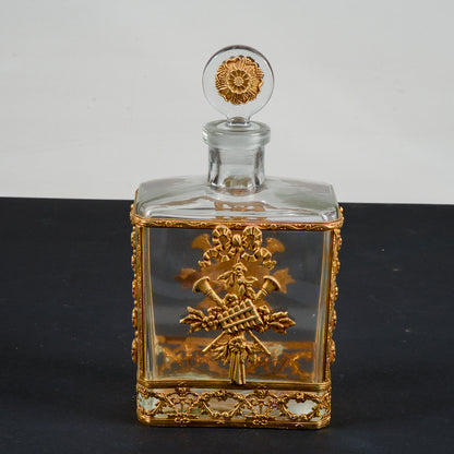 bottiglia da whisky liquore decorata in metallo dorato