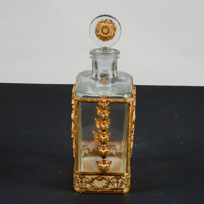 bottiglia da whisky liquore decorata in metallo dorato