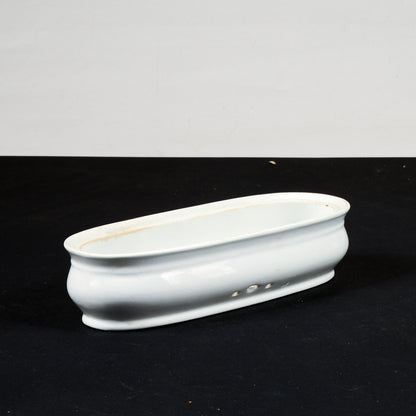scatolina in ceramica bianca porta sapone, aromi, sali da bagno firmata laveno verbanum stone