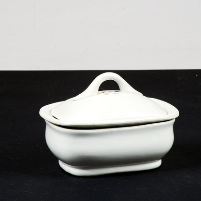 Scatolina in ceramica bianca porta sapone, aromi, sali da bagno firmata s.c. richard