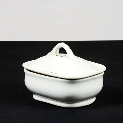 Scatolina in ceramica bianca porta sapone, aromi, sali da bagno firmata s.c. richard