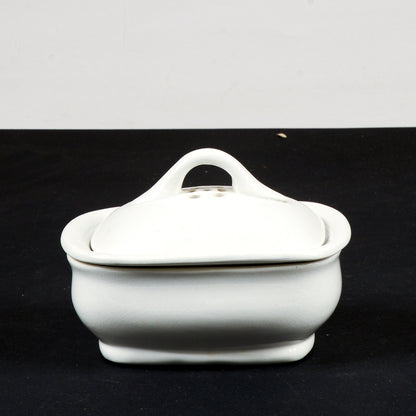 Scatolina in ceramica bianca porta sapone, aromi, sali da bagno firmata s.c. richard