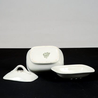 Scatolina in ceramica bianca porta sapone, aromi, sali da bagno firmata s.c. richard