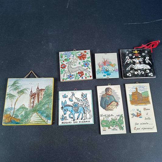 set ceramiche mattonelle decorate ricordi vintage di viaggio